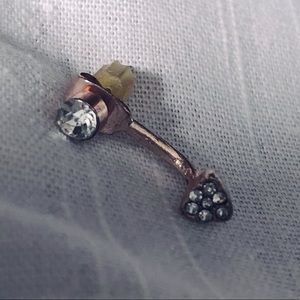 Earrings, with White Rhinestones w/heart below ear lobe (pair), NWT